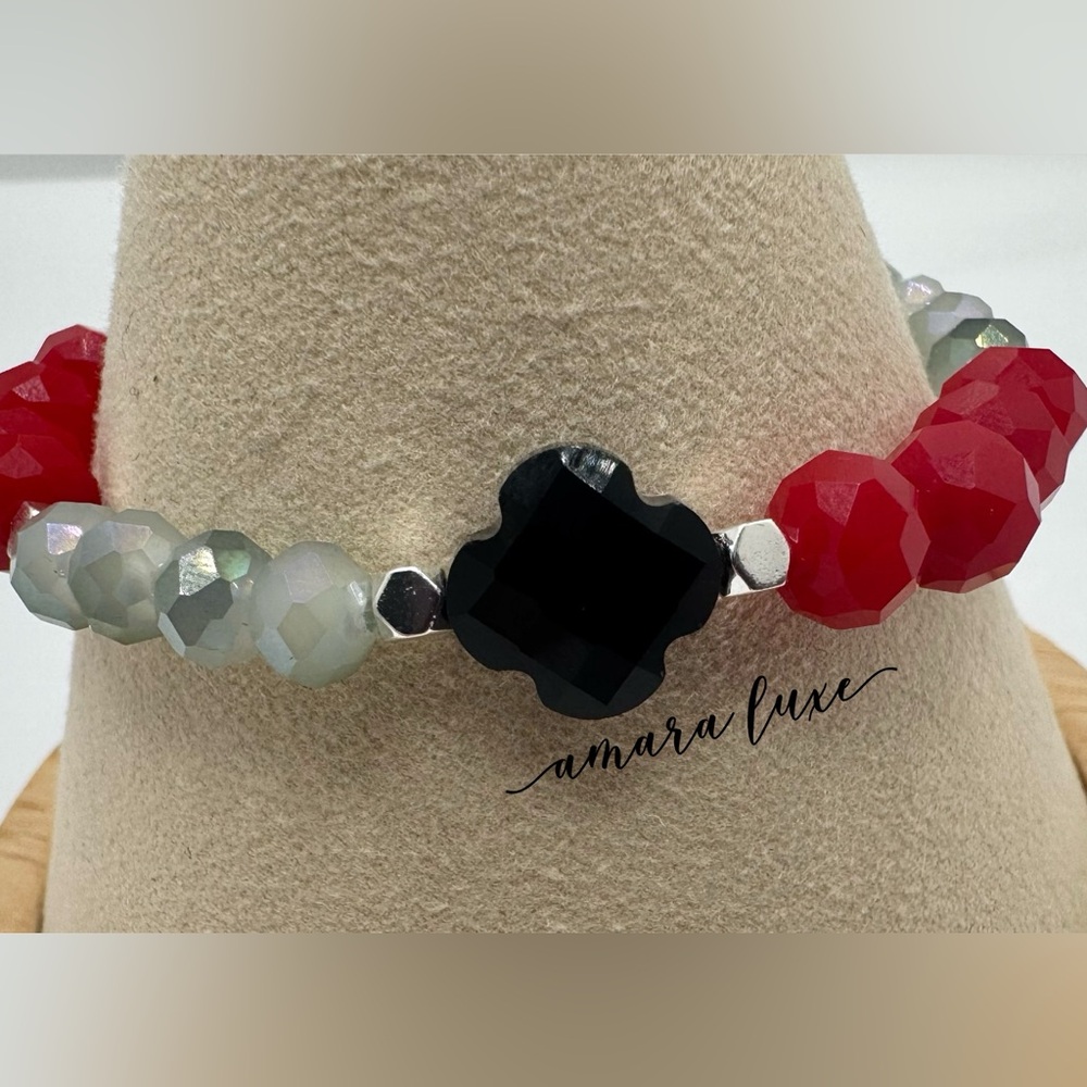 Scarlet & Grey Crystal Bracelet